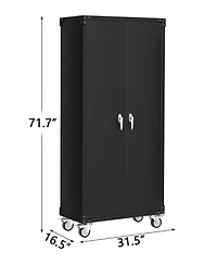 gaomon 72 in Heavy-Duty Locking Rolling Cabinet with 2 Doors and 4 Adjustable Shelves for Workshop Home