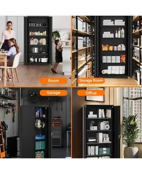 gaomon 72 Inch Lockable Metal Storage Cabinet with Adjustable Shelves, Heavy Duty Organizer for Garage Office Home Warehouse