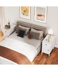 Gouun Flip-Top End Table with Charging Station, Drawer and Storage Cabinet