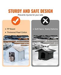 Cozito Heated Cat House, Small Outdoor Foldable Kitty Shelter with Timer and Heated Pad
