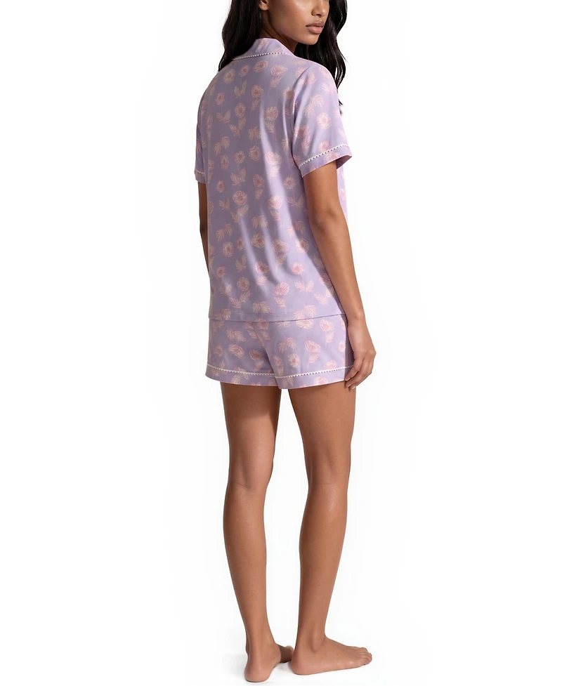 Vera Bradley Women's Mix Match Notch Neck Top and Mid-Rise Shorts, 3-Piece set