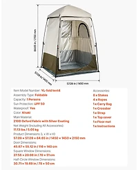 Cozito Camping Shower Tent, 1-Room Foldable Privacy Changing Room with Carry Bag