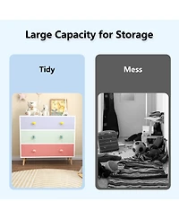 Rainsken Kids 3 Drawer Nightstand, Wooden Bedside Table, Toddler Storage Cabinet, Safety Anti-Tip Design for Living Room, Nursery
