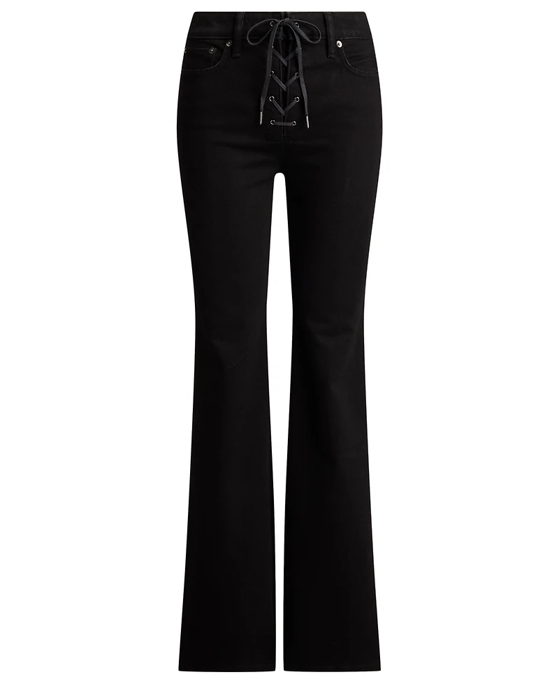 Lauren Ralph Petite Lace-Up High-Rise Flare Jeans