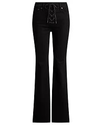 Lauren Ralph Petite Lace-Up High-Rise Flare Jeans