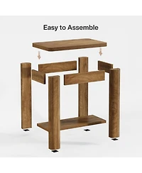 Slickblue Rustic Wood End Table with Storage for Living Room and Bedroom
