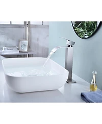 Phying Waterfall Spout Bathroom Sink Single Handle Faucet with Pop-Up Drain