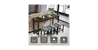 flynama 4-Piece Bar Table Set with Power Outlet, 3 Stools for Living Room and Dining Room
