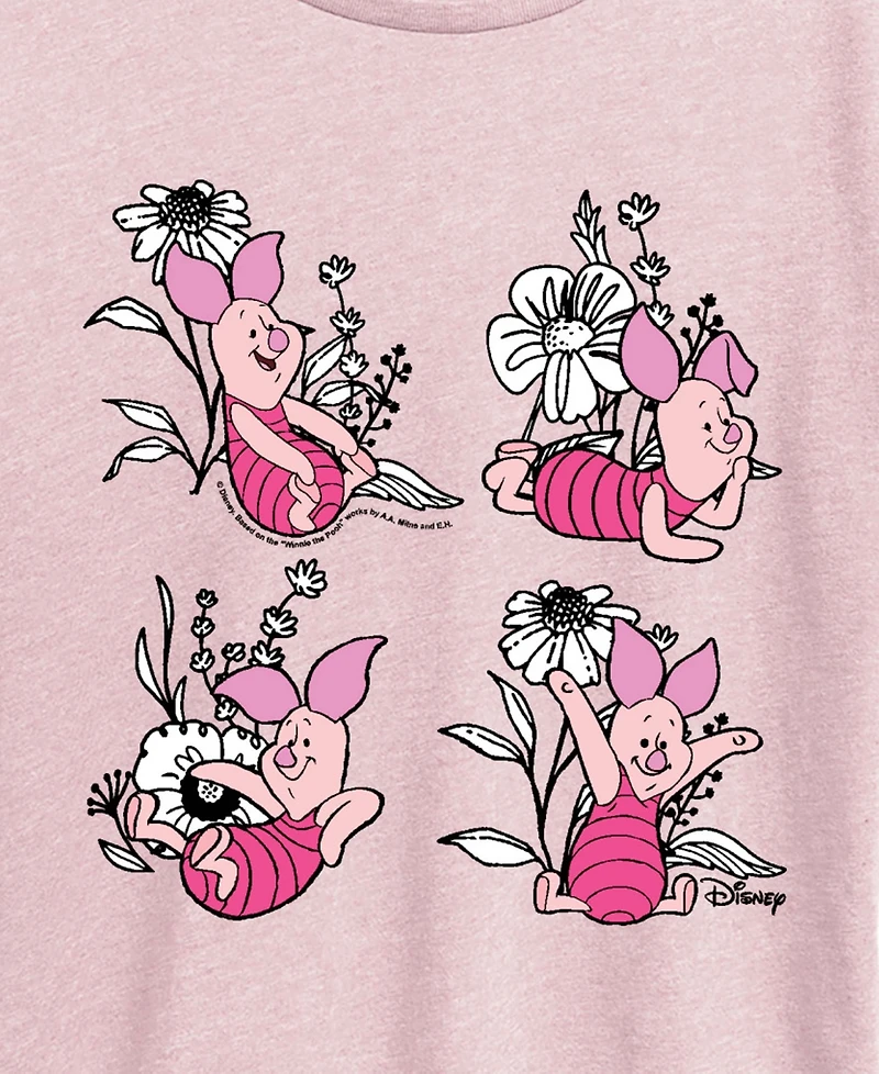Hybrid Apparel Plus Winnie The Pooh Piglet Flowers Graphic T-Shirt