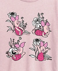 Hybrid Apparel Plus Winnie The Pooh Piglet Flowers Graphic T-Shirt