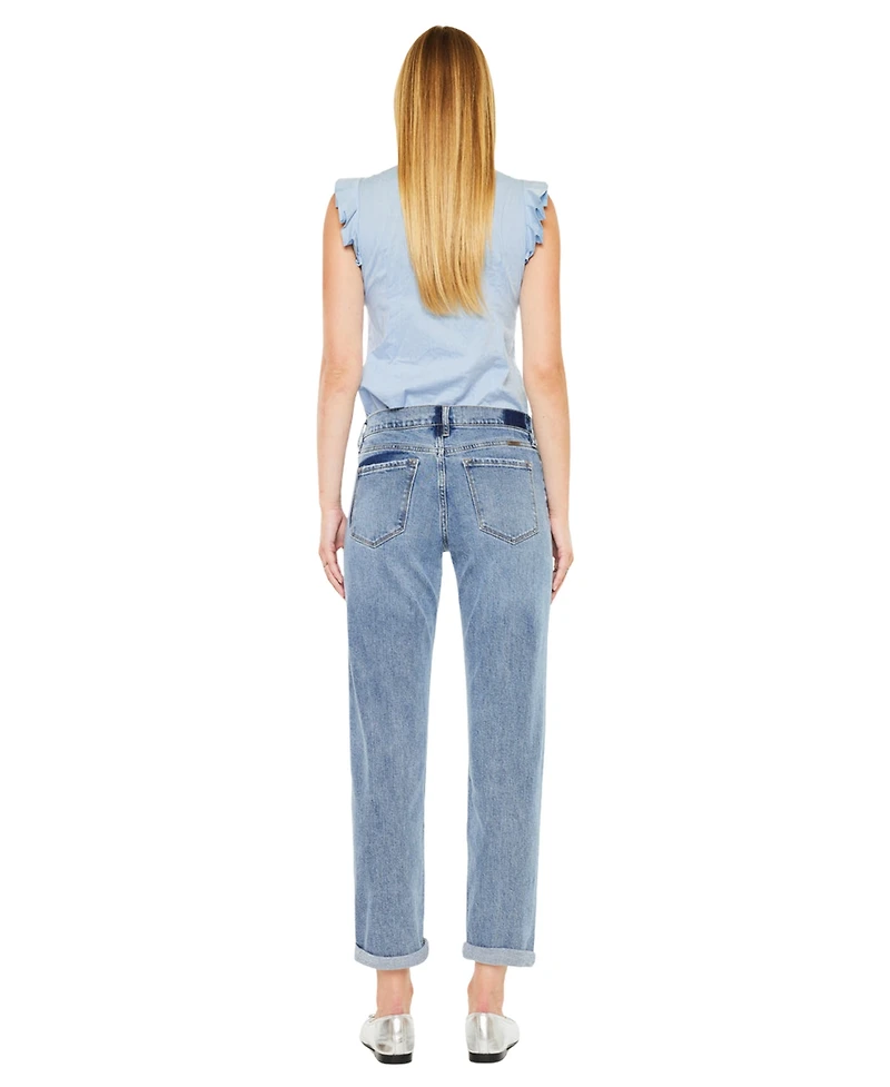 KanCan Women's Lindsey Mid Rise Slim Boyfriend Jeans