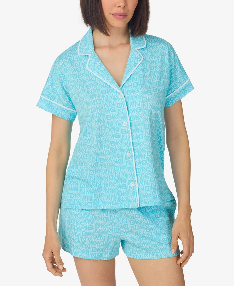 Dkny Women's Sleepwear Notch Collar Top and Shorts, 2-Piece Set
