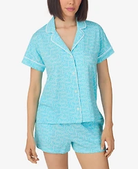 Dkny Women's Sleepwear Notch Collar Top and Shorts, 2-Piece Set