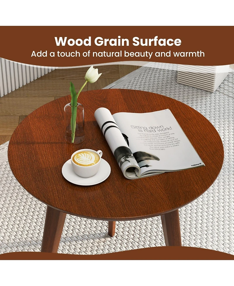Gymax Accent Chairs Set of 2 With Side Table Living Room Solid Wood Frame
