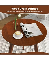 Gymax Accent Chairs Set of 2 With Side Table Living Room Solid Wood Frame