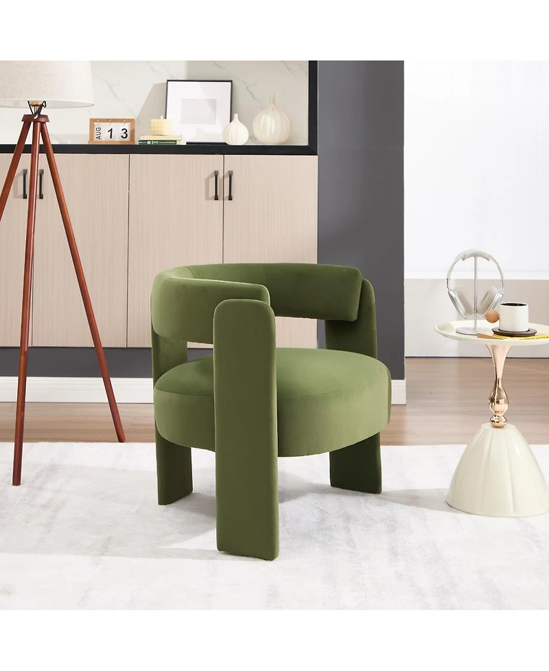 Streamdale Furniture Mid-Century Modern Velvet Accent Chair for Living Room and Bedroom