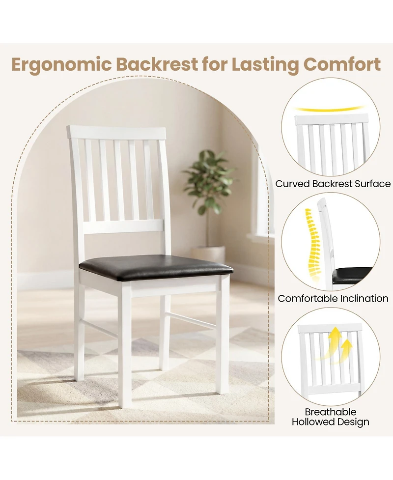 Gymax Dining Chairs Set of 4 With Hollowed Backrest Padded Seat and Rubber Wood Legs