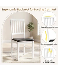 Gymax Dining Chairs Set of 4 With Hollowed Backrest Padded Seat and Rubber Wood Legs