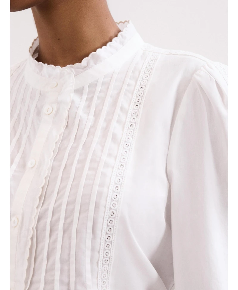 Phase Eight Women's Laurie Pleated Embroidered Cotton Blouse