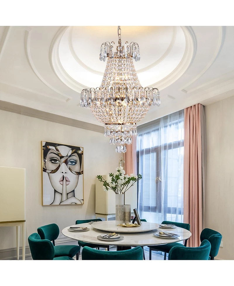 Midola Gold Crystal Chandeliers,Large Contemporary Luxury Ceiling Lighting for Living Room Dining Room Bedroom Hallway