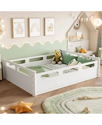 Streamdale Furniture Full Size Platform Bed with Guardrails, Low Profile, No Box Spring Needed