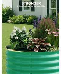 Xo Oval Raised Garden Bed, 0.6mm Galvanized Steel Planter Box, Weatherproof Outdoor Garden Bed for Vegetables Herbs Flowers