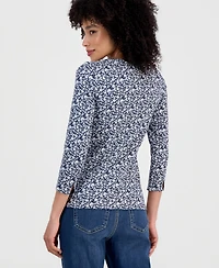Style & Co Petite Cotton Boat-Neck 3/4-Sleeve Top, Macy's Exclusive