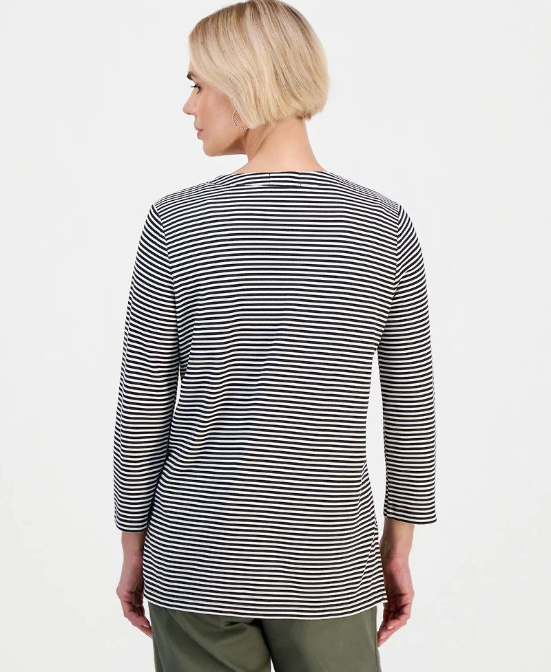 Style & Co Petite Split-Neck 3/4-Sleeve Tunic, Macy's Exclusive