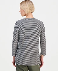 Style & Co Petite Split-Neck 3/4-Sleeve Tunic, Macy's Exclusive
