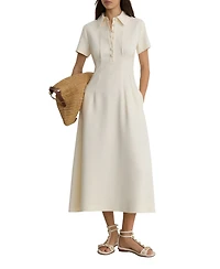 Reiss Women's Button-Neck Short-Sleeve Midi Dress