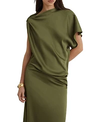 Reiss Women's Satin Asymmetric Draped Midi Dress