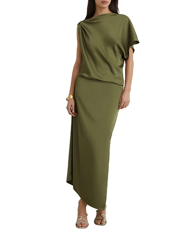 Reiss Women's Satin Asymmetric Draped Midi Dress