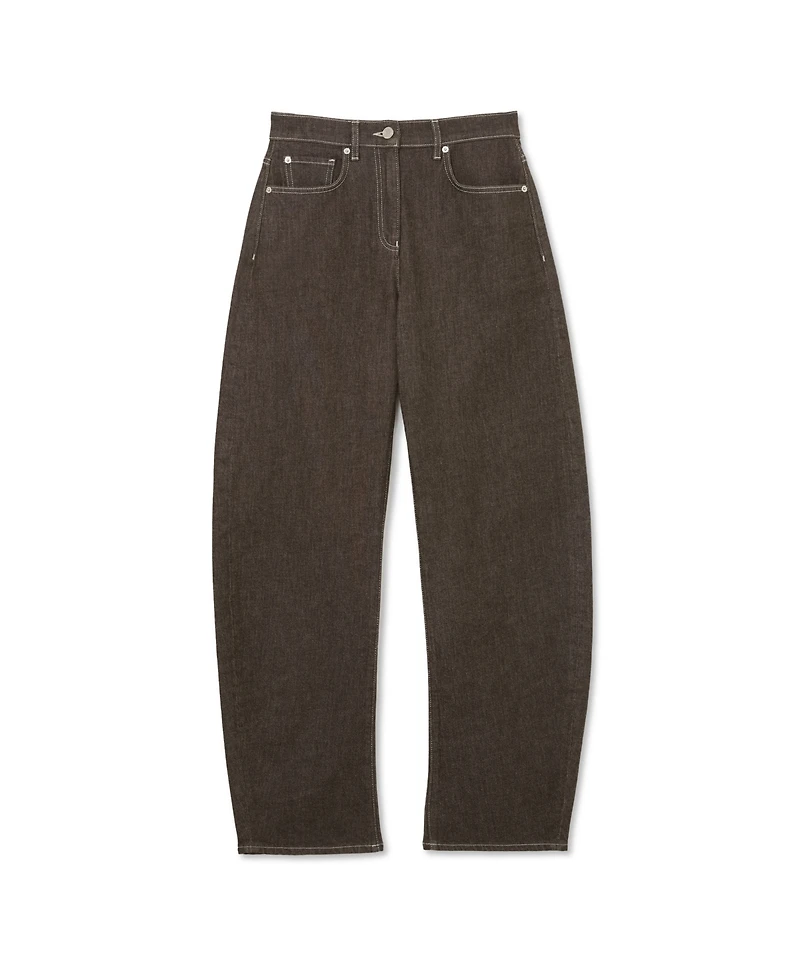 Reiss Women's Barrel-Leg Topstitched Jeans
