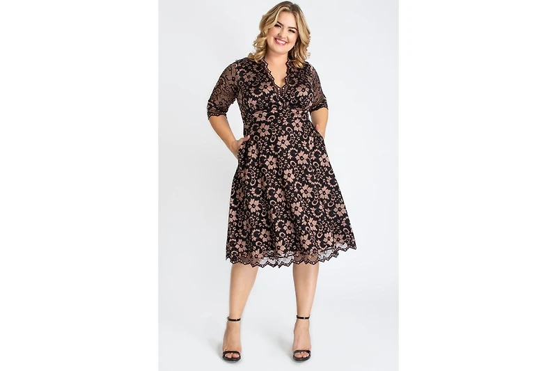 Kiyonna Plus Mon Cherie Floral Lace Cocktail Dress
