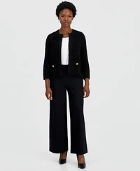 I.n.c. International Concepts Women's Petite Eyelash-Knit Gold-Tone Button Cardigan, Macy's Exclusive