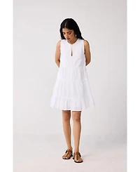 Reistor Women's Embroidered Everyday Sleeveless Short Tiered Dress