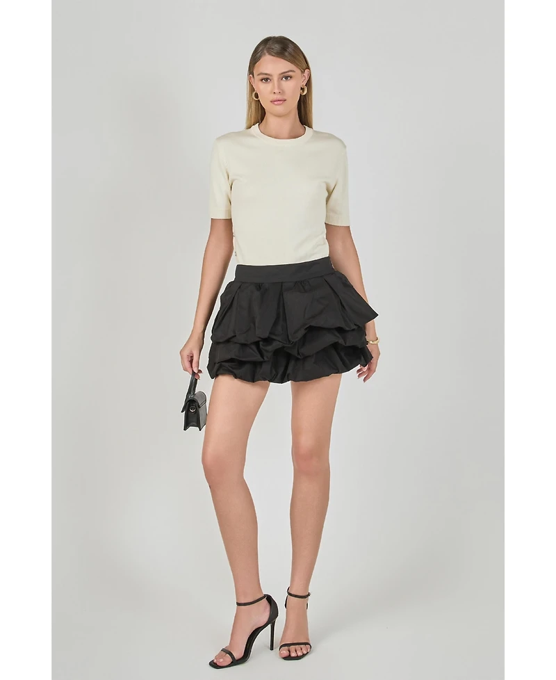 endless rose Women's Tiered Bubble Mini Skirt