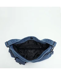 Susu Women's Drift Hobo Bag Slouchy Shoulder Crossbody Purse Casual Washed Denim Handbag with Chain Accent
