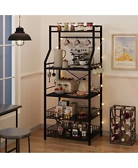 gaomon kitchen baking rack, microwave rack with 2 large metal wire baskets, coffee bar