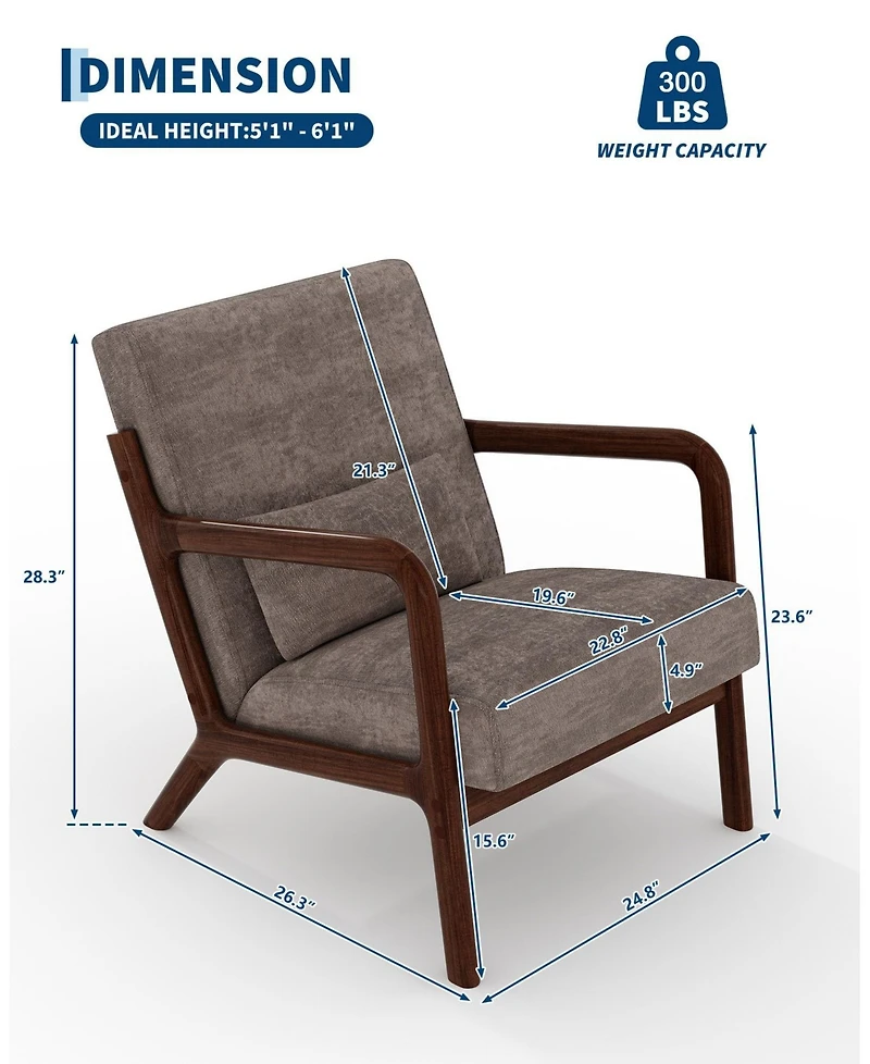 gaomon 2-Piece Chenille Accent Chairs, Mid-Century Style, Sturdy Wooden Frame, Comfortable Reading Chair with Lumbar Pillow