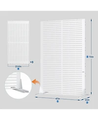 6x4FT Outdoor Metal Privacy Screen, Louvered Decorative Privacy Fence, Steel Garden Partition with Hooks and Ground Anchors
