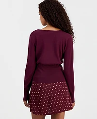 Hooked Up by Iot Juniors' Tie-Detail Sweater
