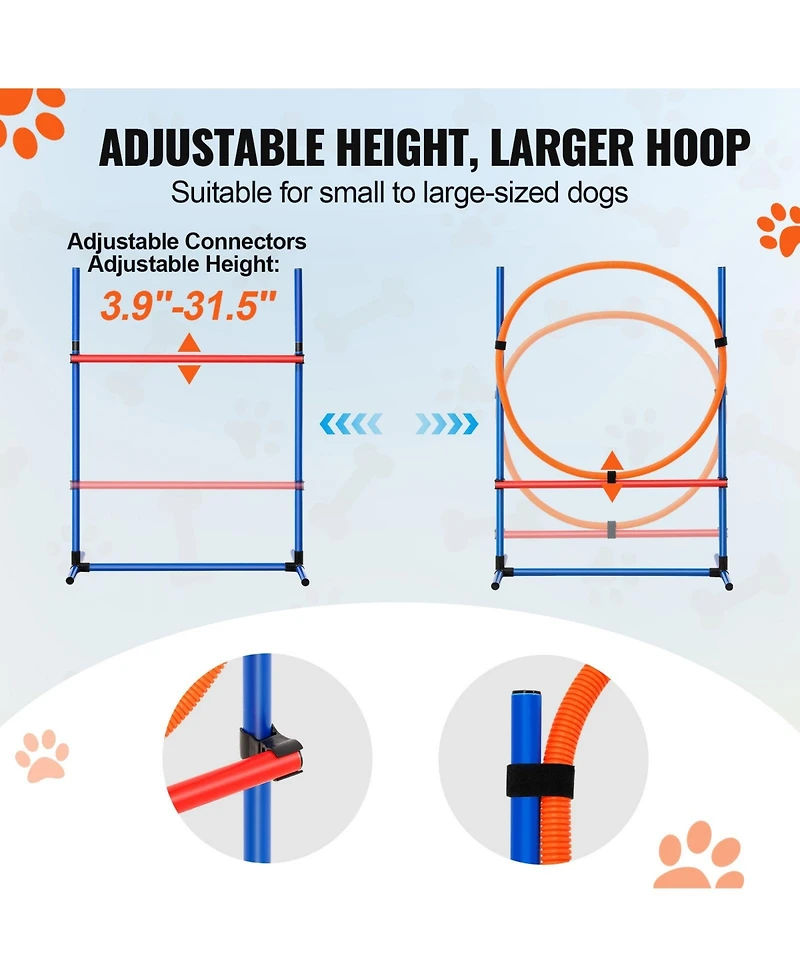 Cozito Dog Agility Training Equipment, Hurdle and Jump Ring Set with Storage Bag