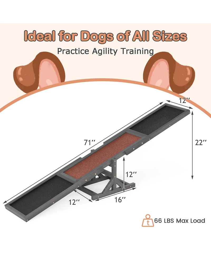 Cozito Wooden Dog Agility Seesaw Outdoor Obstacle Course Toy