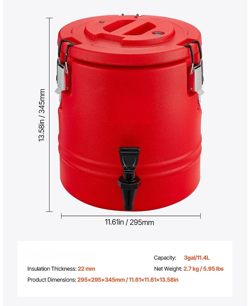 Cozito Insulated Beverage Dispenser, 3 Gal 11.4L Hot and Cold Drink Server with Spigot
