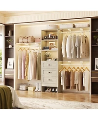 Aheaplus Closet Organizer System with Hanging Rods and Shelves, Wardrobe Drawers