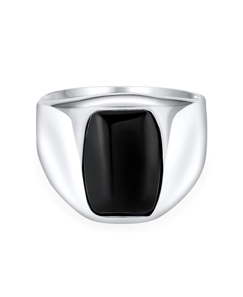 Bling Jewelry Classic Traditional Black Onyx Long Rectangle Signet Ring Sterling