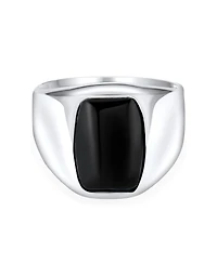 Bling Jewelry Classic Traditional Black Onyx Long Rectangle Signet Ring Sterling