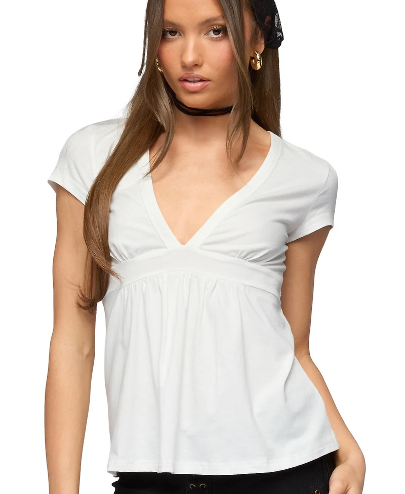 Edikted Women's Ilana V Neck Babydoll Top