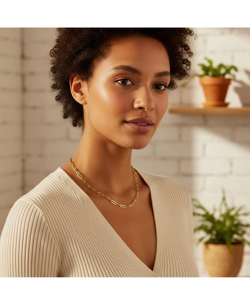 Bling Jewelry Paperclip Link Chain Necklace 14K Gold Over .925 Sterling Silver 18, 20 Inch Nickel-Free